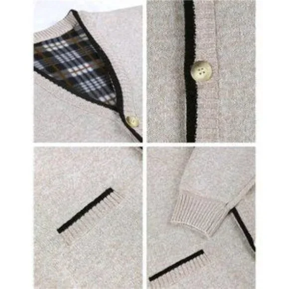 New Men's Cardigans Slim Fit Beige​ - Picture 7 of 8
